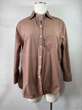 Anthropologie Maeve Oversized Brown Button-Down size xxs fit Medium